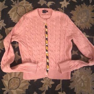 Rugby Ralph Lauren pink tie detail cardigan L